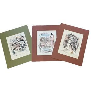 Three Williamsburg Virginia Color Lithographs Prints by John Haymson Matted